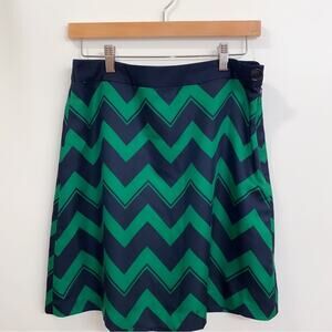 The Limited Green and Navy Chevron Skirt Size Small